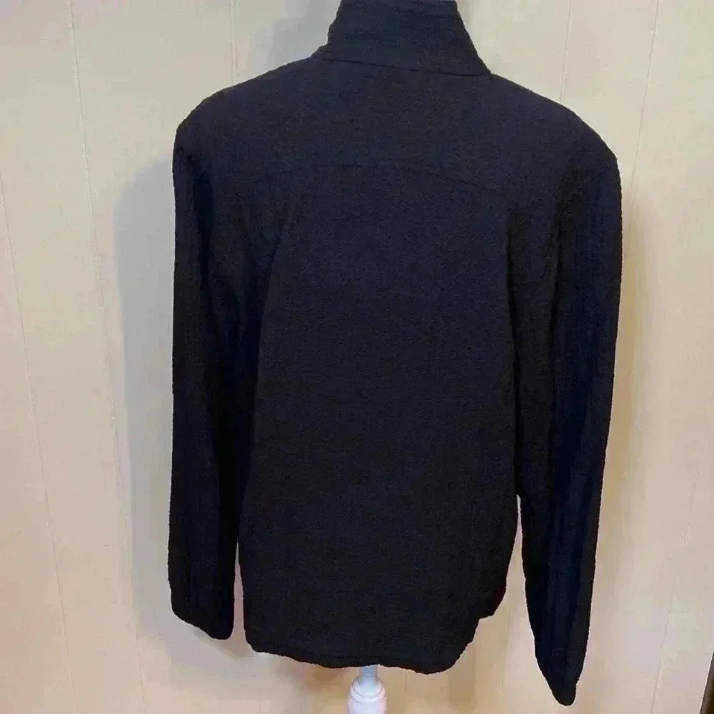 Orvis Black Crinkle Full Zip Jacket in Size Small.  Rayon Blend Fabric. - Picture 2 of 9